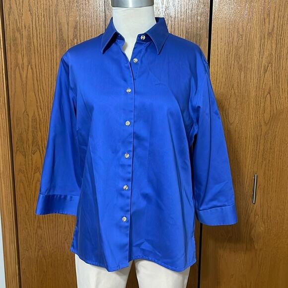 Lands End 3/4 Sleeve Button Up Blouse Size L - Picture 1 of 6